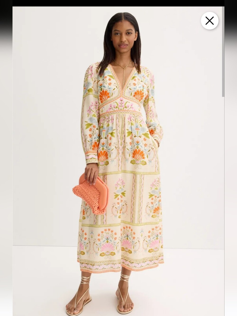 Caballero Perle Vintage Floral Maxi Dress | XS | Romantic Floral | Smocked Back